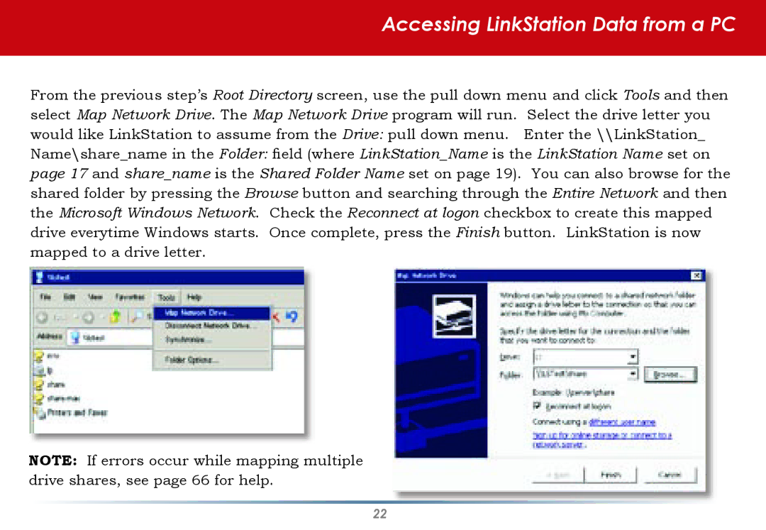 Buffalo Technology HS-DGL Series user manual Accessing LinkStation Data from a PC 