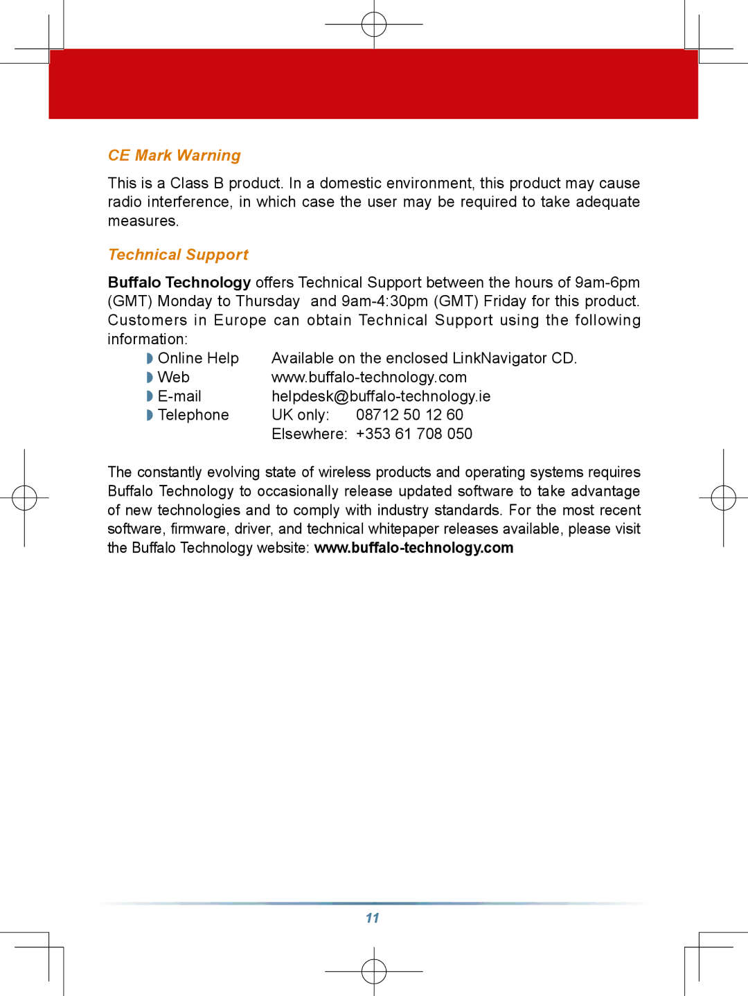 Buffalo Technology HS-DGL Series setup guide CE Mark Warning 