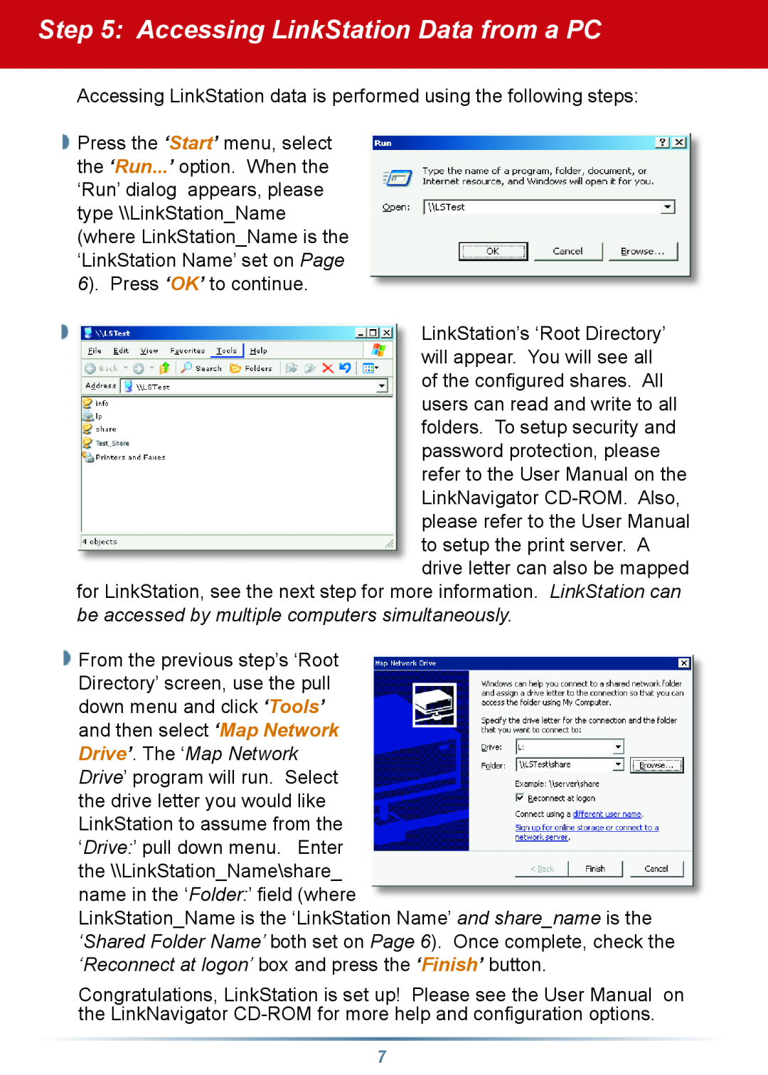Buffalo Technology HS-DGL setup guide Accessing LinkStation Data from a PC 