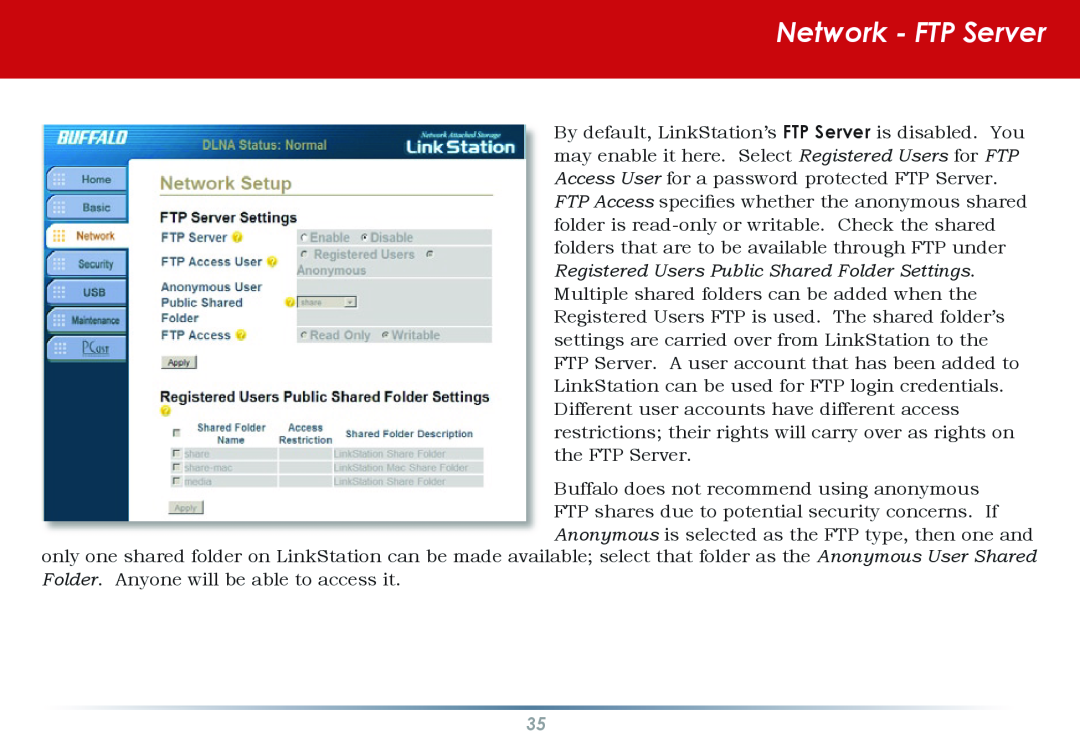 Buffalo Technology HS-DGL manual Network - FTP Server 