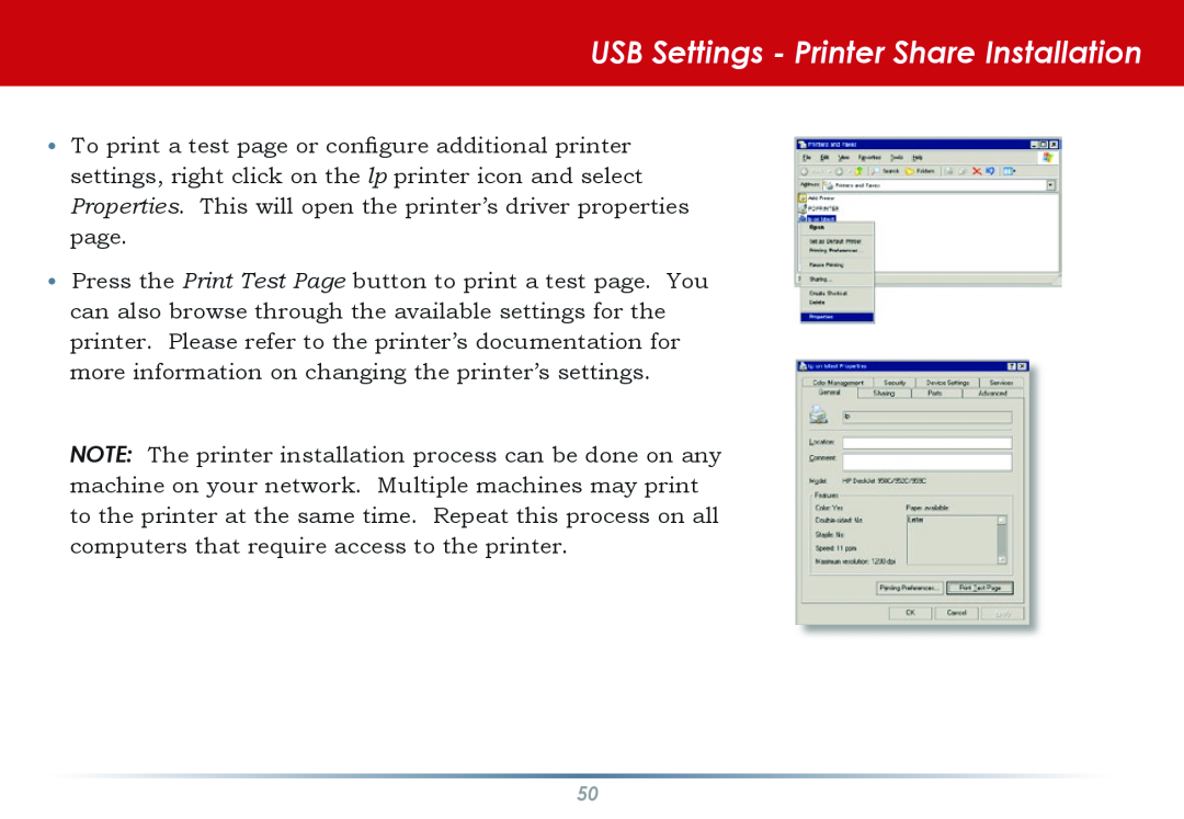 Buffalo Technology HS-DGL manual USB Settings - Printer Share Installation 