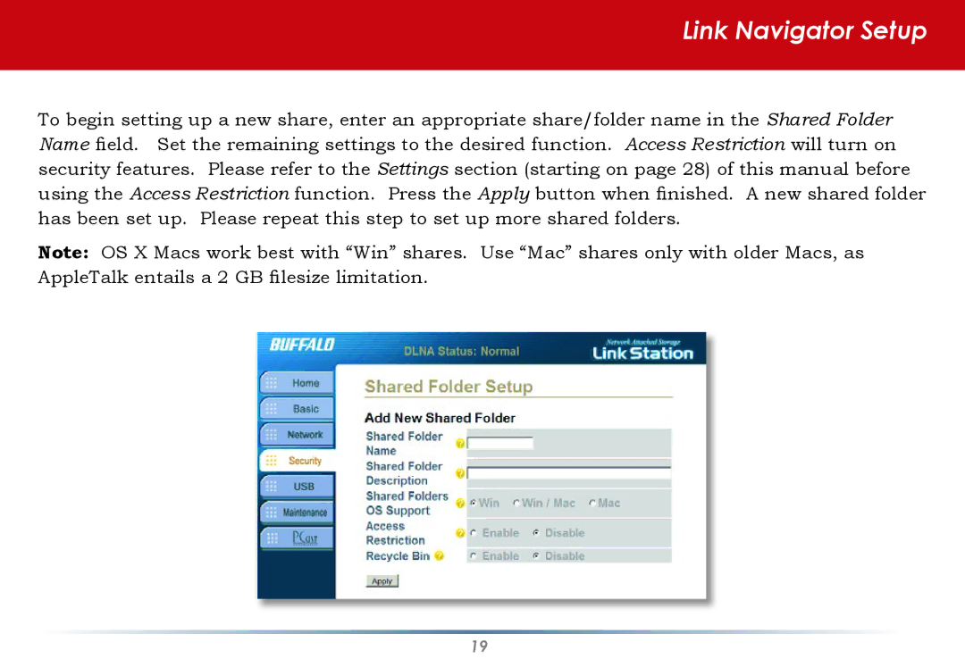 Buffalo Technology HS-DGL manual Link Navigator Setup 