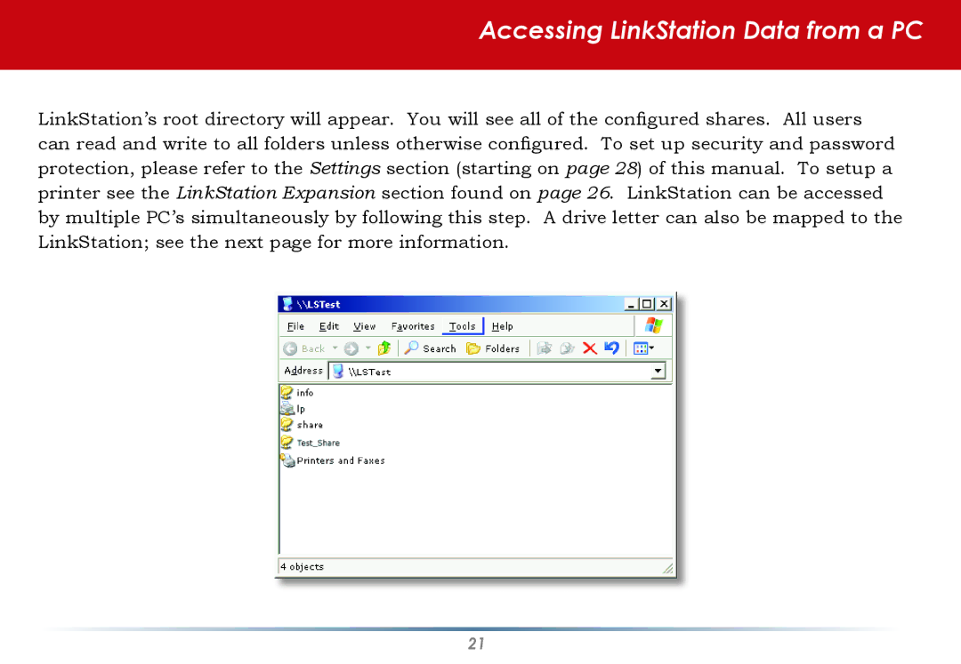 Buffalo Technology HS-DGL manual Accessing LinkStation Data from a PC 