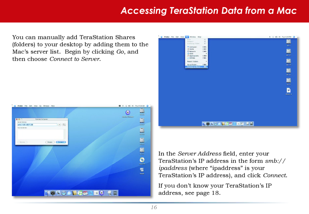 Buffalo Technology HS-DH-TGL/R5 user manual Accessing TeraStation Data from a Mac 