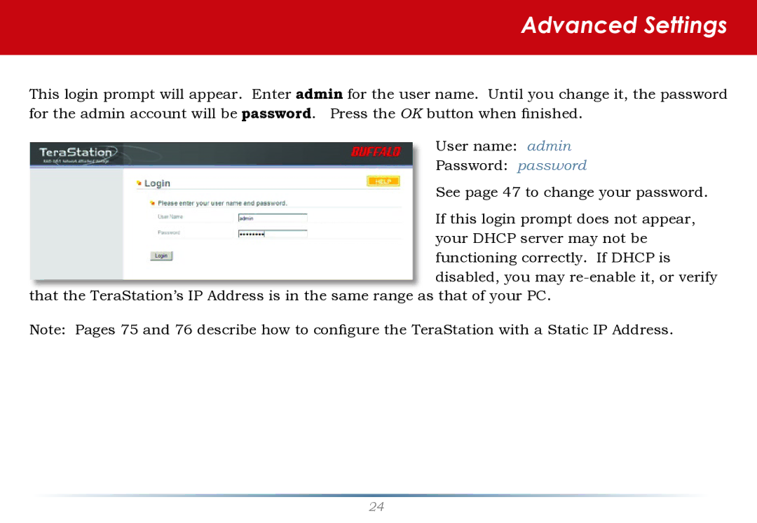 Buffalo Technology HS-DH-TGL/R5 user manual Advanced Settings 