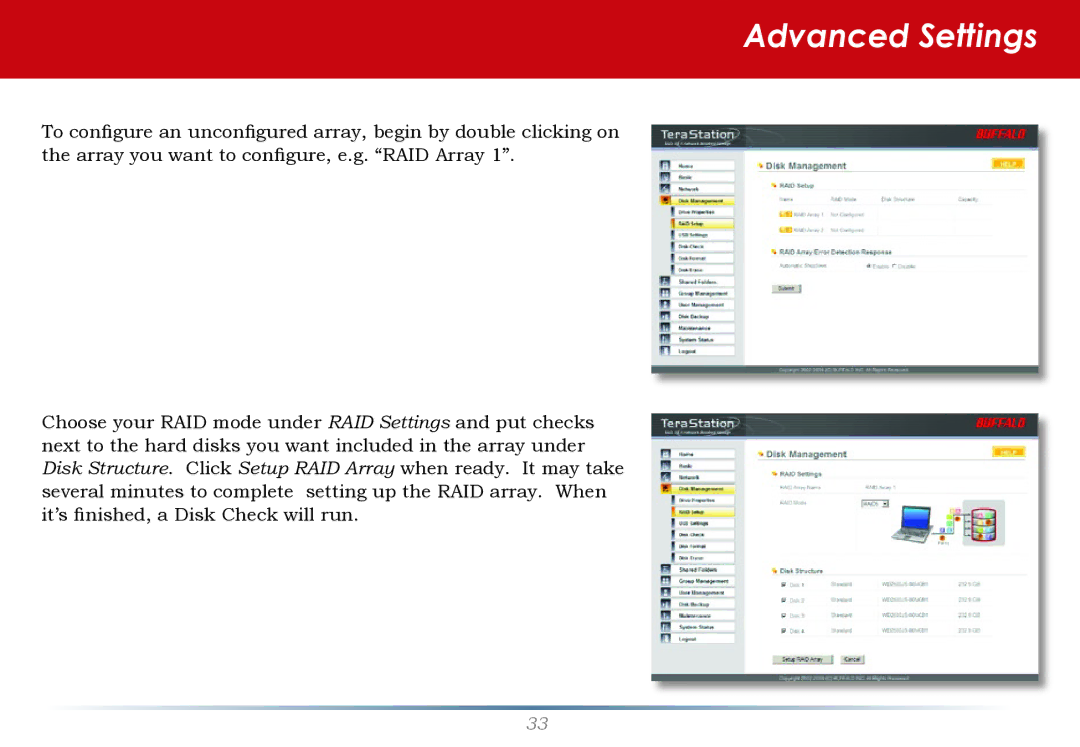 Buffalo Technology HS-DH-TGL/R5 user manual Advanced Settings 