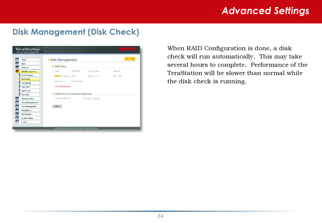 Buffalo Technology HS-DH-TGL/R5 user manual Disk Management Disk Check 