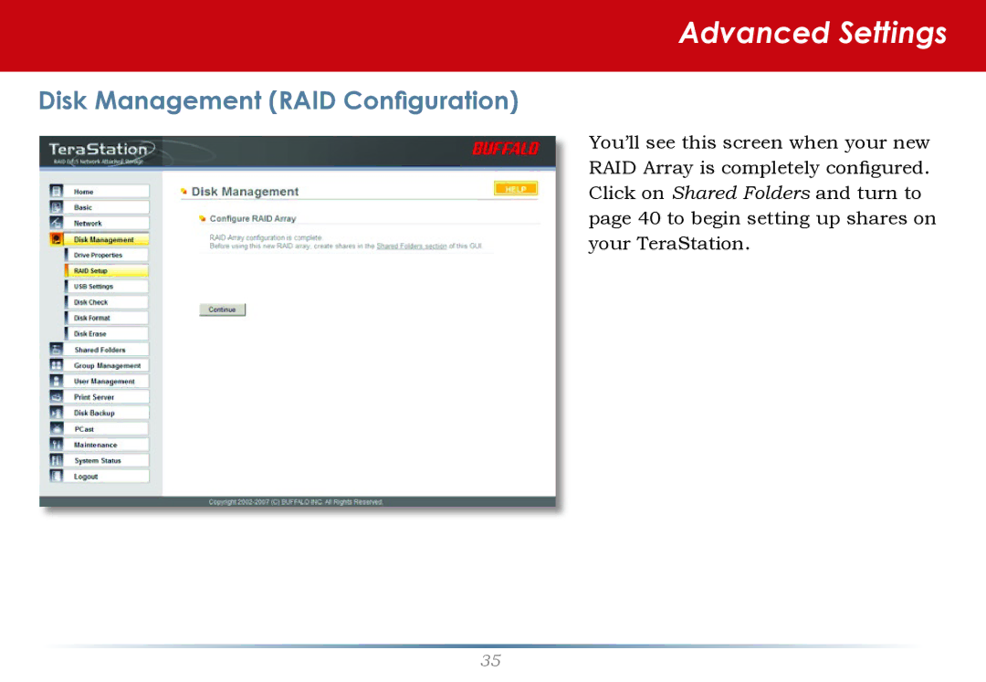 Buffalo Technology HS-DH-TGL/R5 user manual Disk Management RAID Configuration 