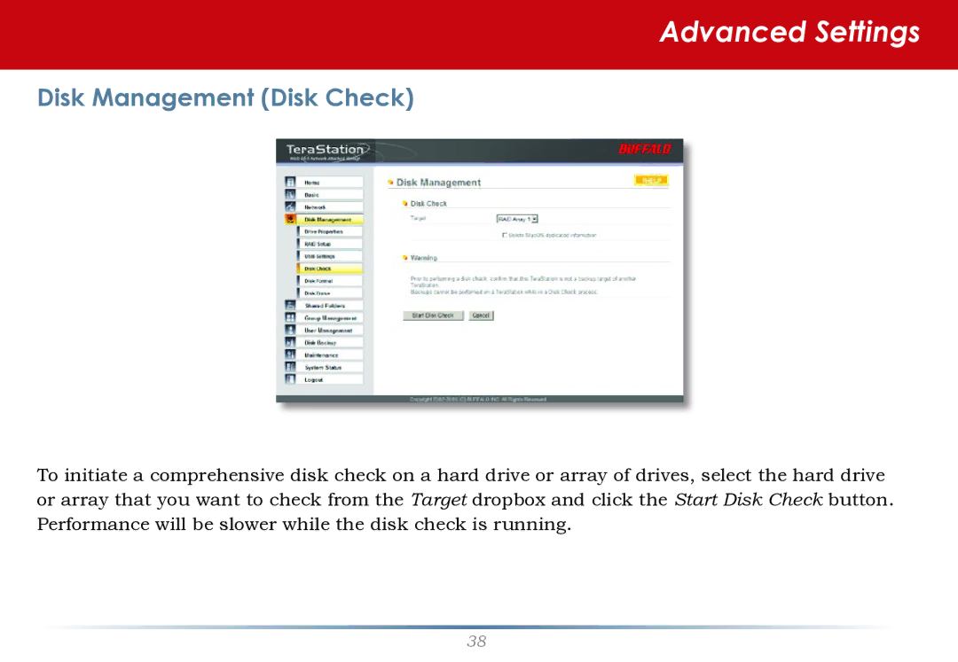 Buffalo Technology HS-DH-TGL/R5 user manual Disk Management Disk Check 