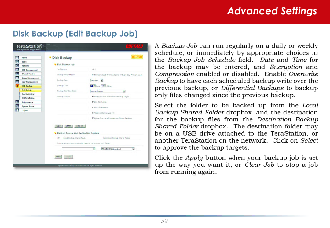 Buffalo Technology HS-DH-TGL/R5 user manual Disk Backup Edit Backup Job 