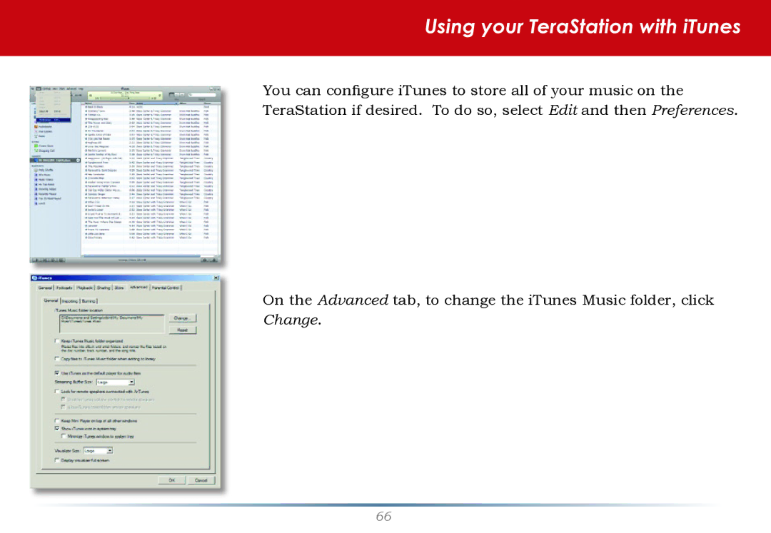 Buffalo Technology HS-DH-TGL/R5 user manual Using your TeraStation with iTunes 