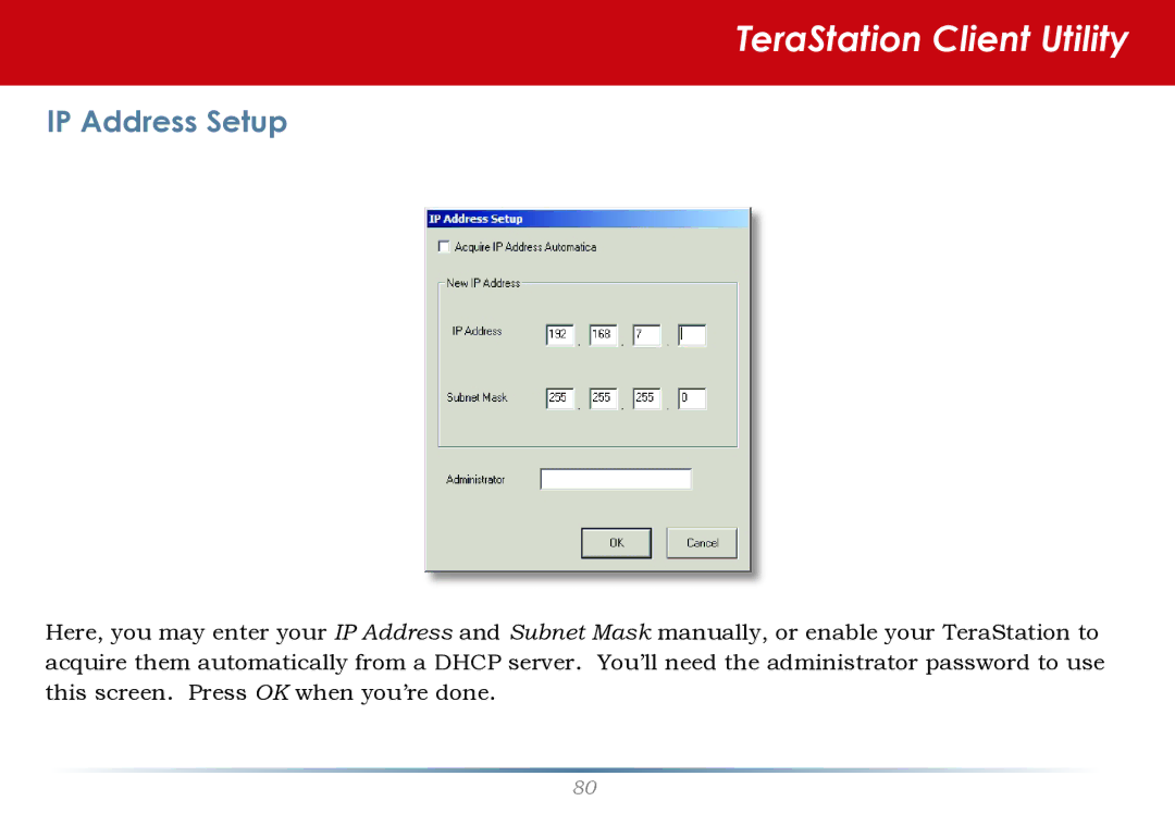 Buffalo Technology HS-DH-TGL/R5 user manual IP Address Setup 