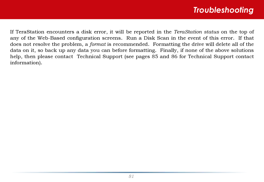 Buffalo Technology HS-DH-TGL/R5 user manual Troubleshooting 