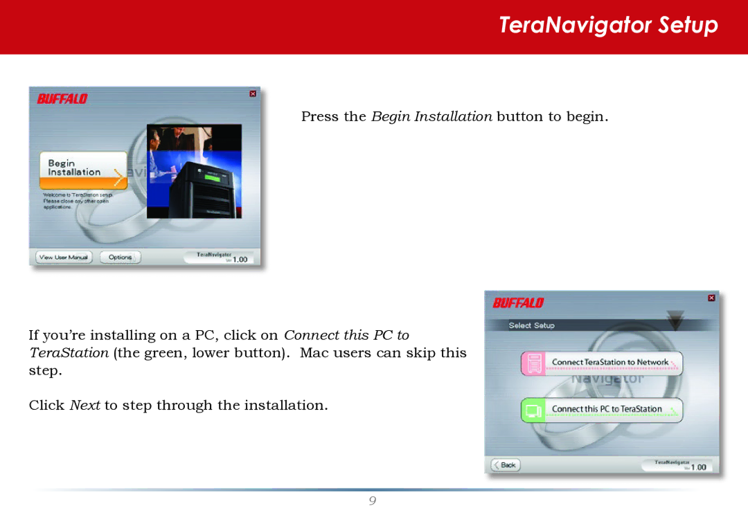 Buffalo Technology HS-DH-TGL/R5 user manual TeraNavigator Setup 