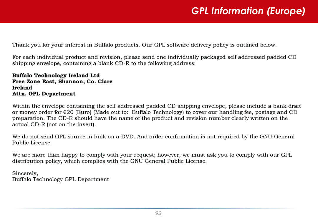 Buffalo Technology HS-DH-TGL/R5 user manual GPL Information Europe 