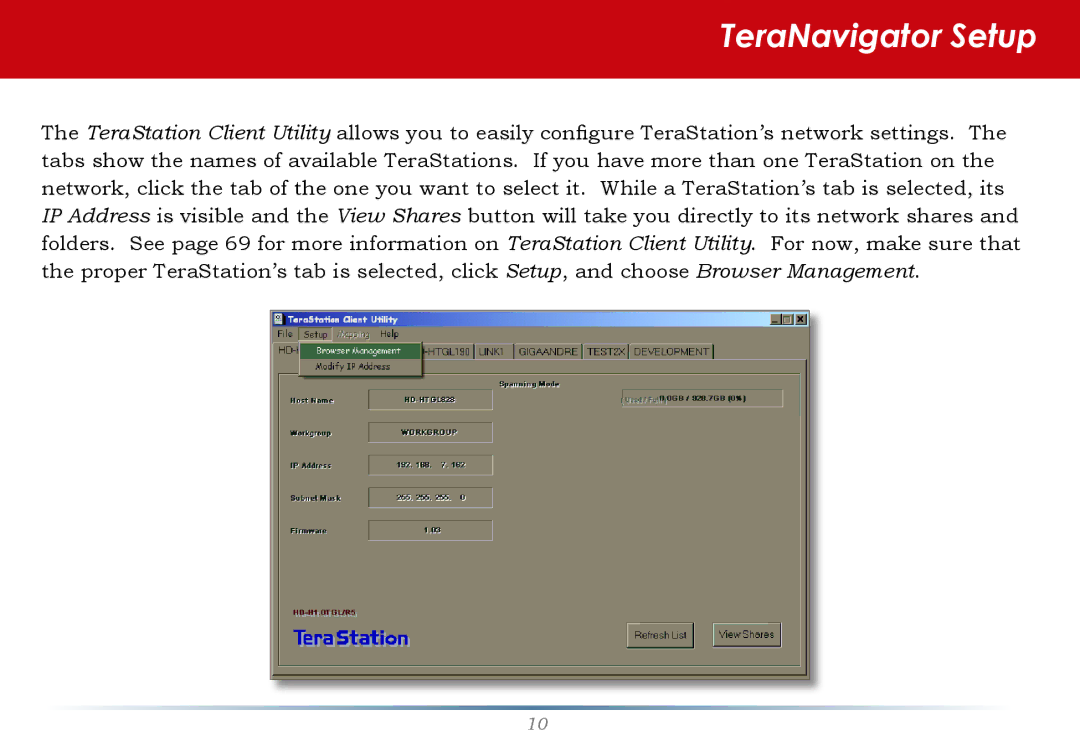 Buffalo Technology HS-DTGL/R5 user manual TeraNavigator Setup 