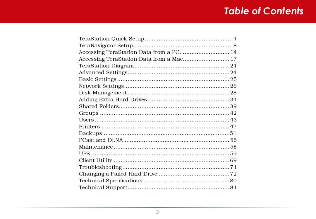 Buffalo Technology HS-DTGL/R5 user manual Table of Contents 