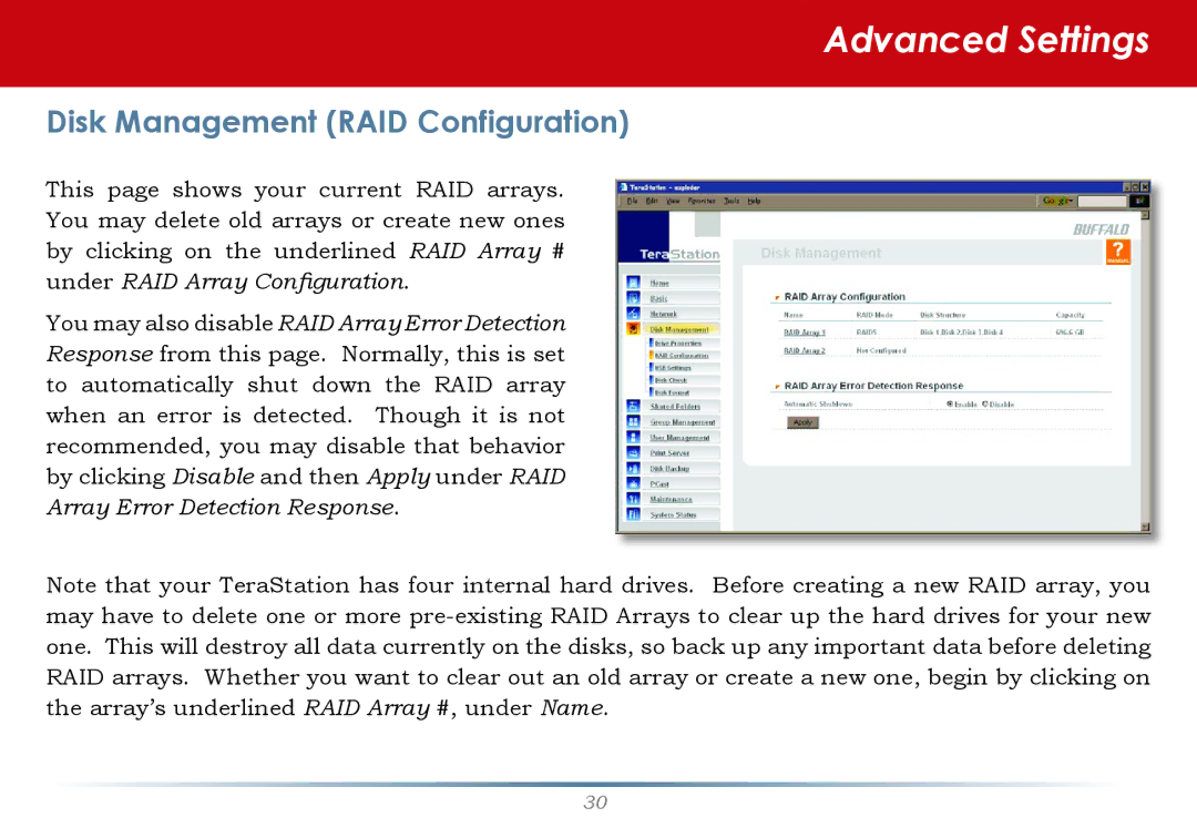 Buffalo Technology HS-DTGL/R5 user manual Disk Management RAID Configuration 