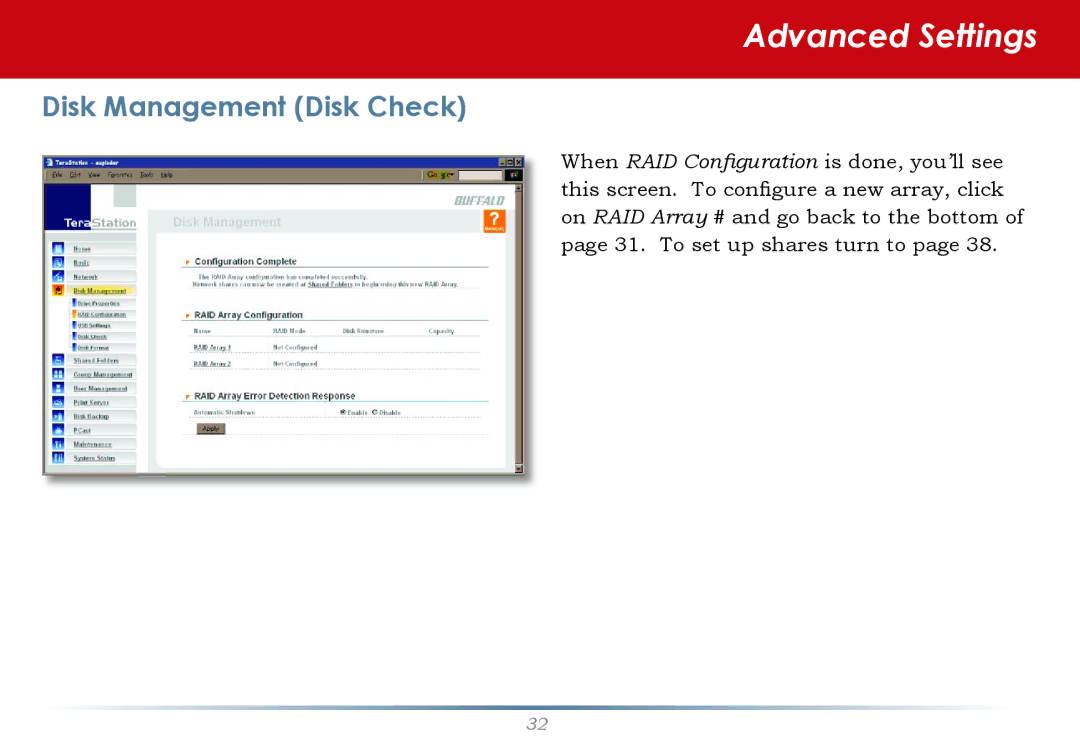 Buffalo Technology HS-DTGL/R5 user manual Disk Management Disk Check 