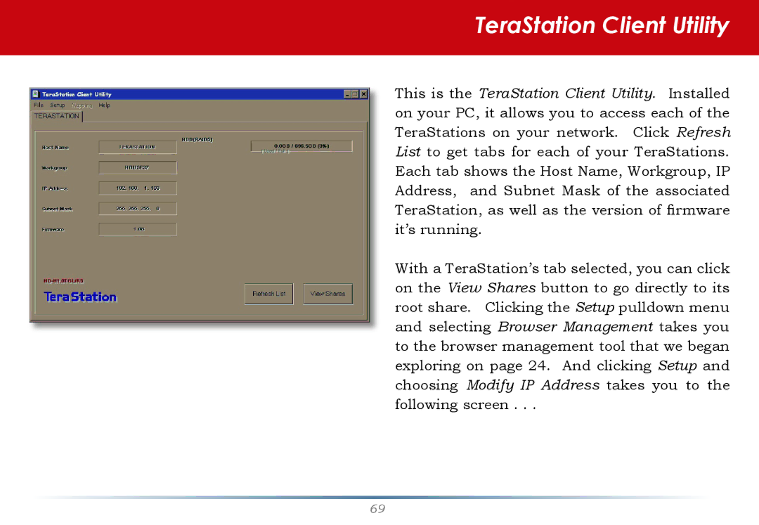 Buffalo Technology HS-DTGL/R5 user manual TeraStation Client Utility 