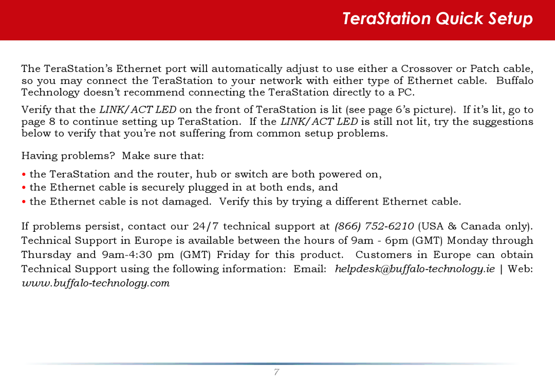 Buffalo Technology HS-DTGL/R5 user manual TeraStation Quick Setup 