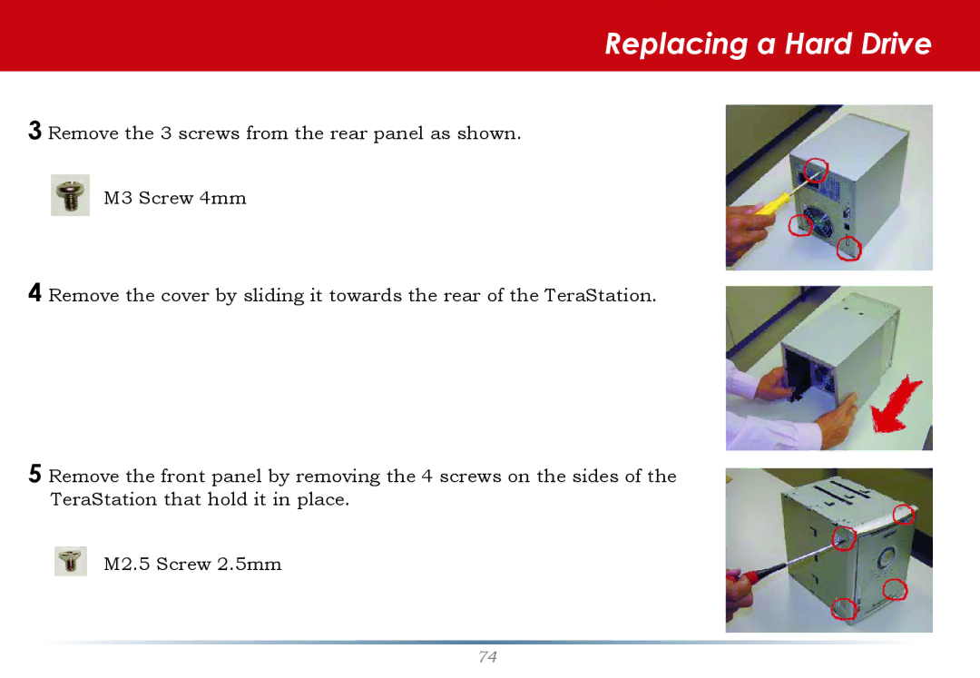 Buffalo Technology HS-DTGL/R5 user manual Replacing a Hard Drive 