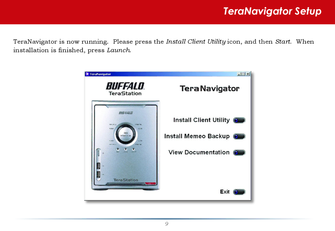 Buffalo Technology HS-DTGL/R5 user manual TeraNavigator Setup 