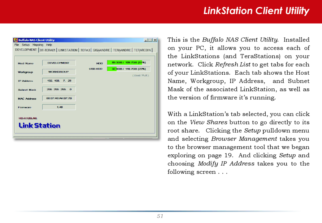 Buffalo Technology LinkStation Pro user manual LinkStation Client Utility 