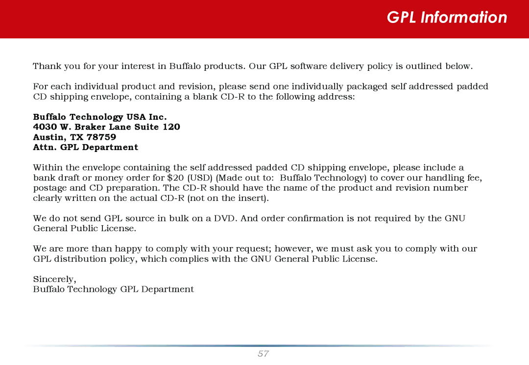 Buffalo Technology LinkStation Pro user manual GPL Information 