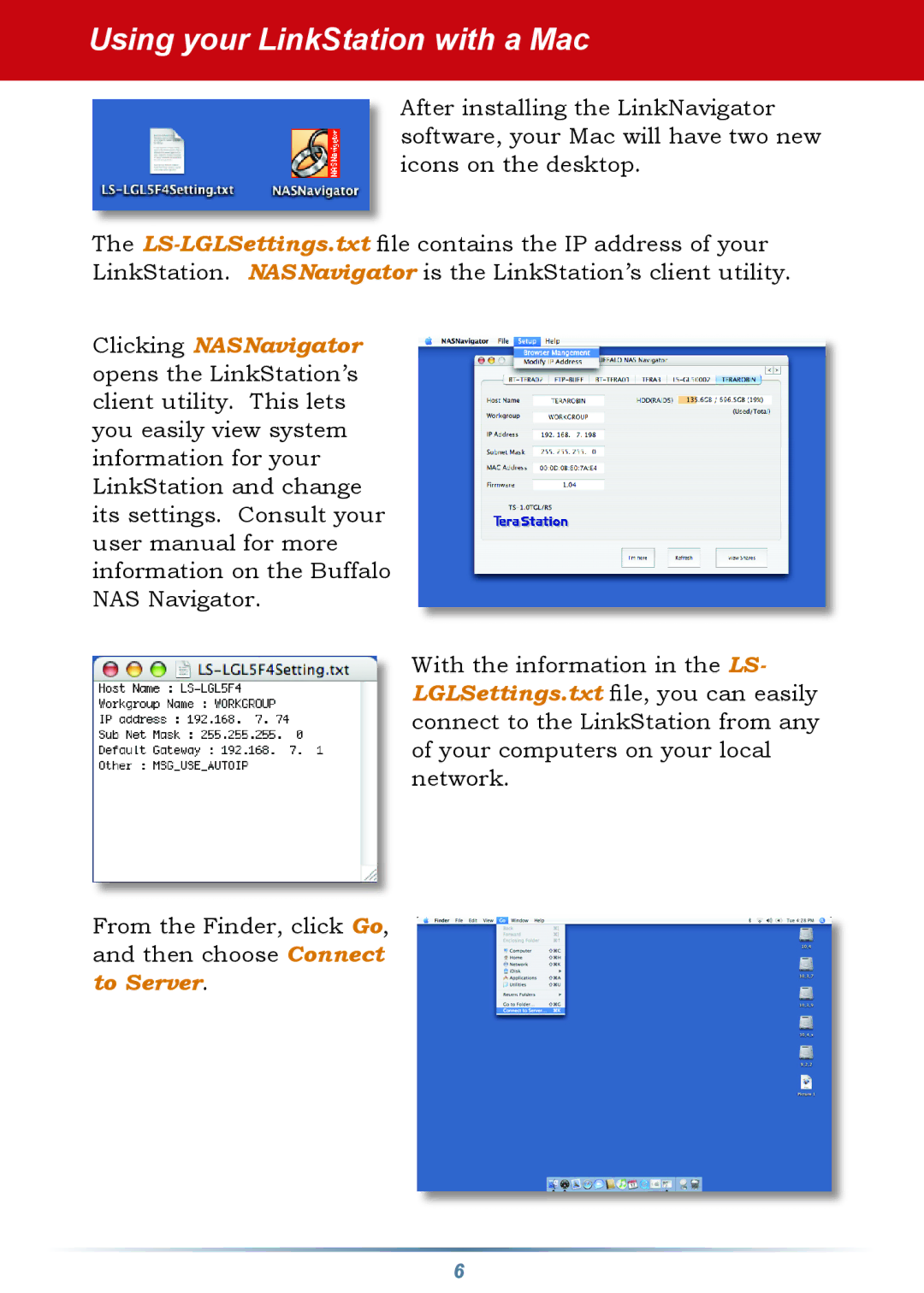 Buffalo Technology LS-LGL manual Using your LinkStation with a Mac 