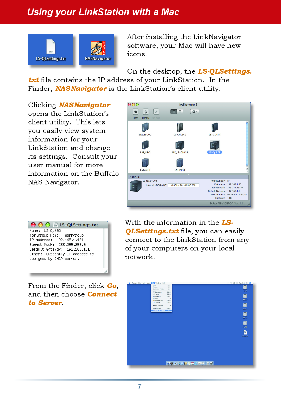 Buffalo Technology LS-QL/R5 setup guide Using your LinkStation with a Mac 