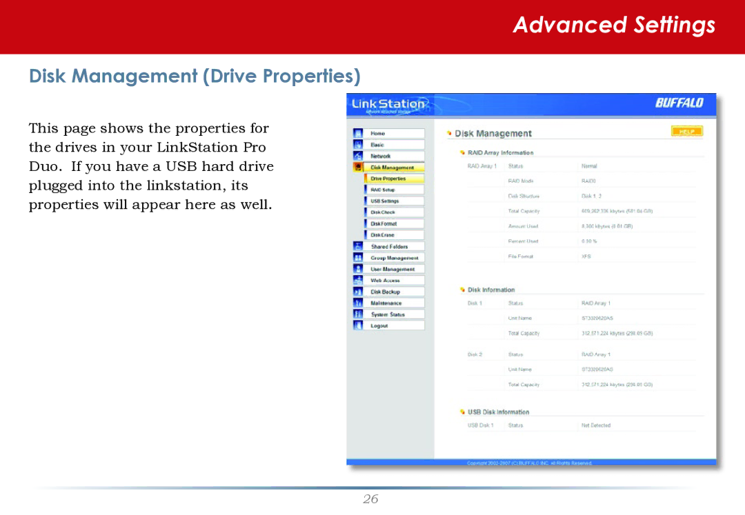 Buffalo Technology LS-WTGL/R1 manual Disk Management Drive Properties 