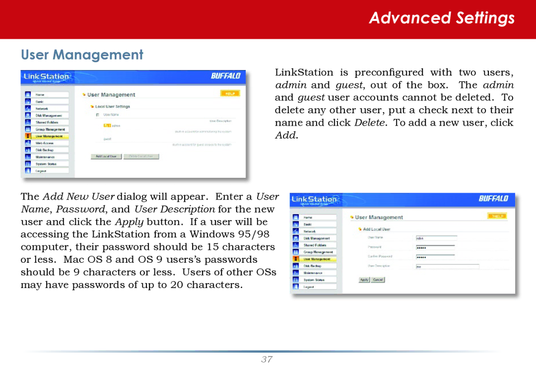 Buffalo Technology LS-WTGL/R1 manual User Management 