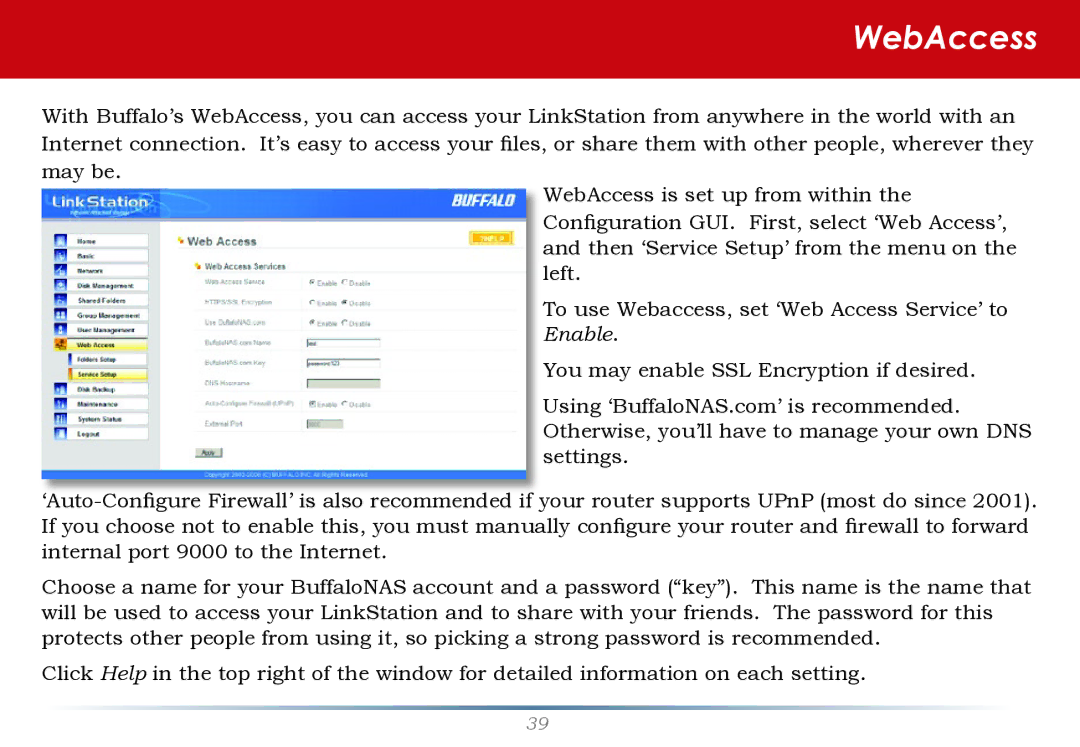 Buffalo Technology LS-WTGL/R1 manual WebAccess 