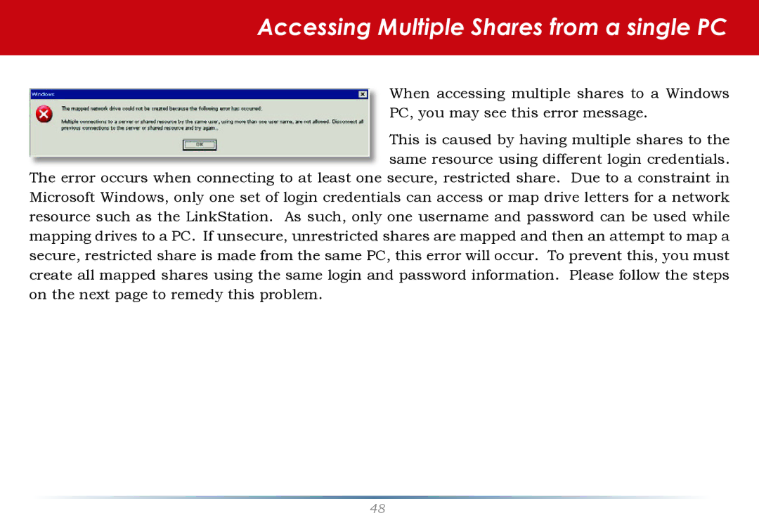 Buffalo Technology LS-WTGL/R1 manual Accessing Multiple Shares from a single PC 