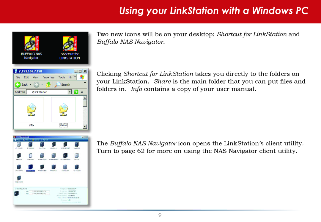 Buffalo Technology LS-WTGL/R1 manual Using your LinkStation with a Windows PC 