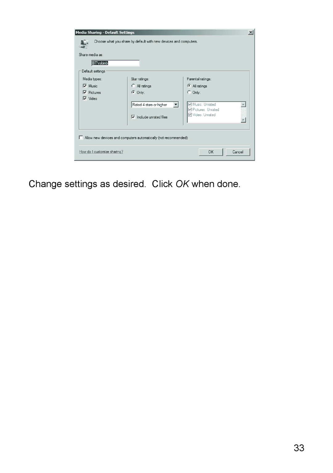 Buffalo Technology LT-H90 manual Change settings as desired. Click OK when done 