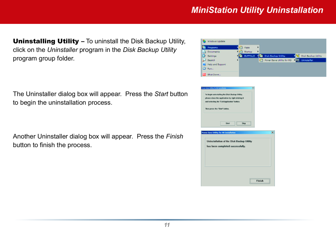 Buffalo Technology user manual MiniStation Utility Uninstallation 