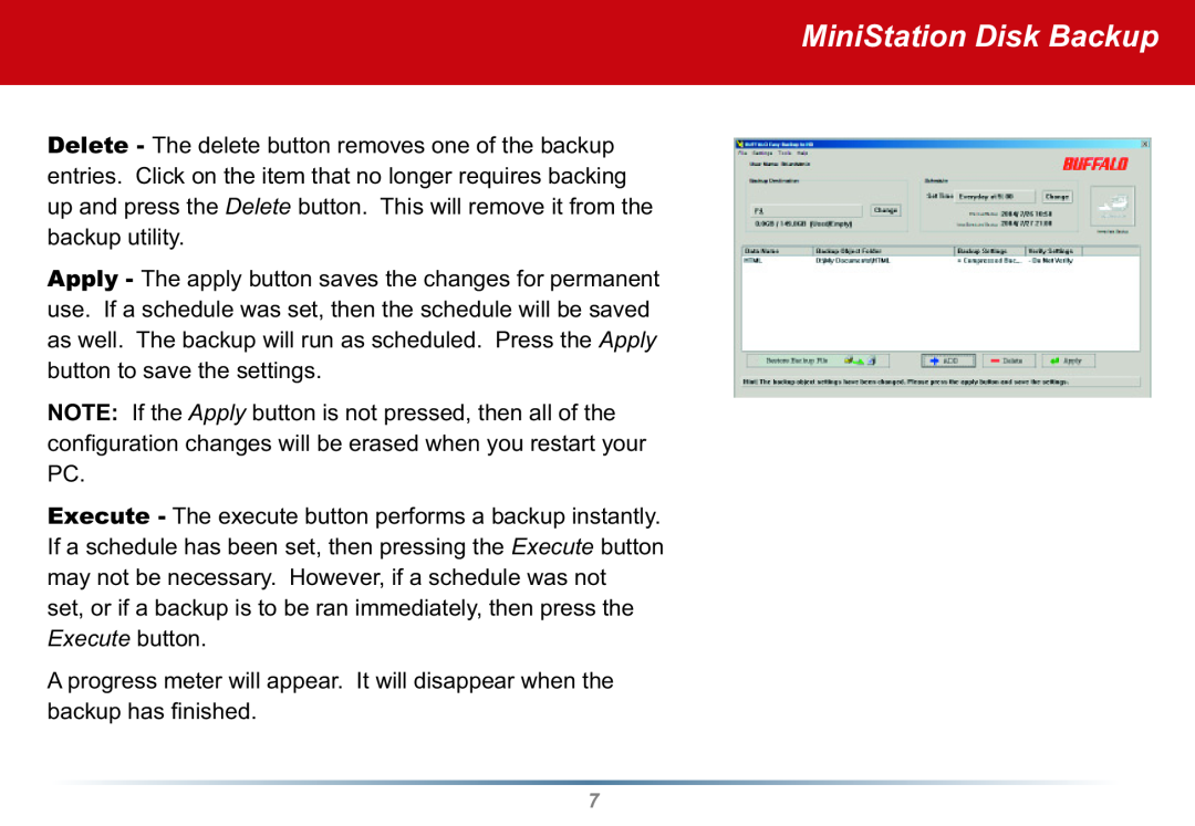 Buffalo Technology user manual MiniStation Disk Backup 