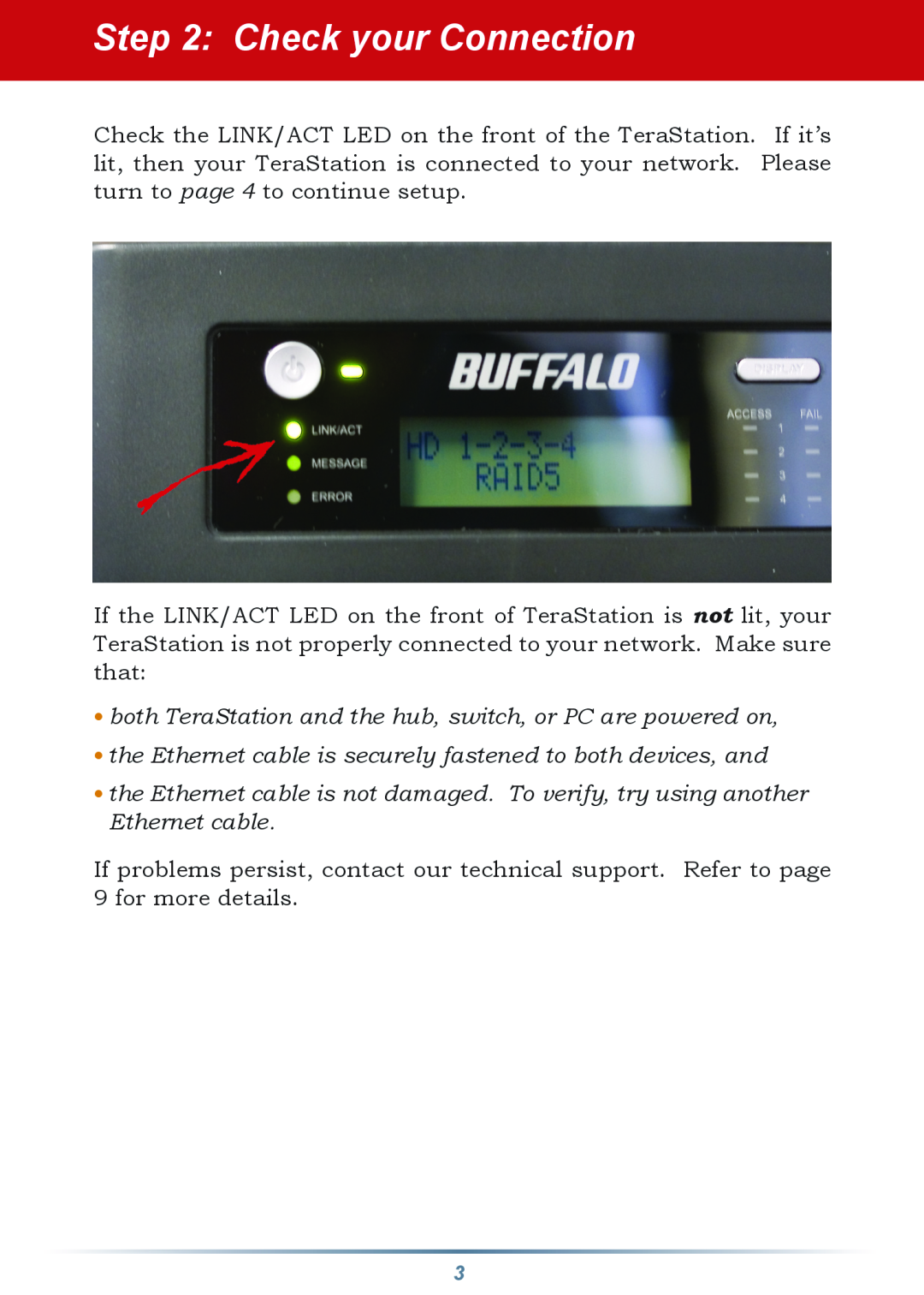 Buffalo Technology none setup guide Check your Connection, both TeraStation and the hub, switch, or PC are powered on 