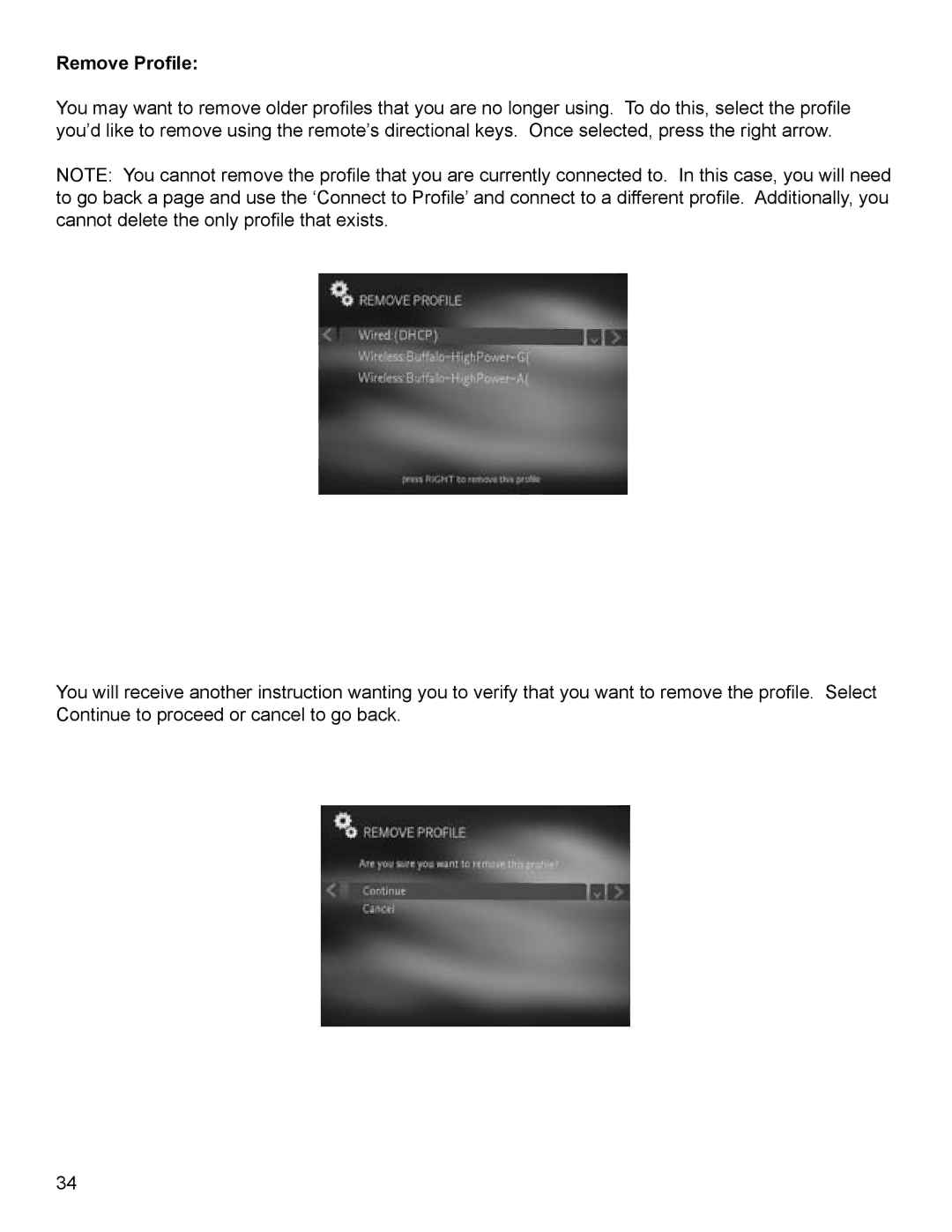 Buffalo Technology P4LWAG manual Remove Profile 