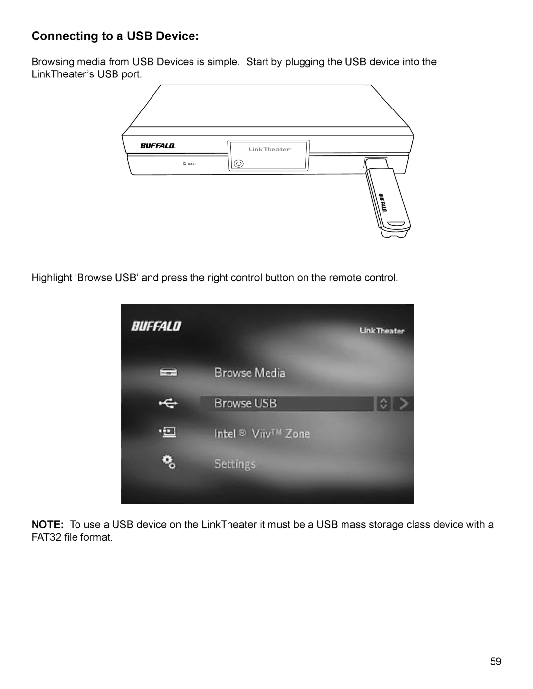 Buffalo Technology P4LWAG manual Connecting to a USB Device 