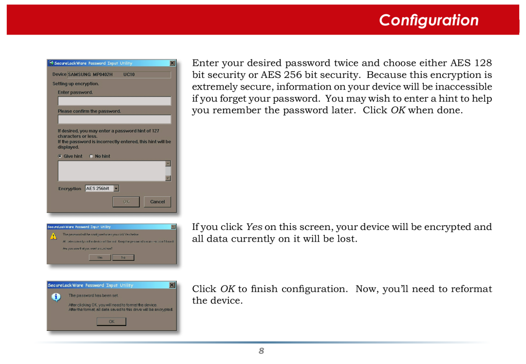 Buffalo Technology Secure Lock Ware user manual Conﬁguration 