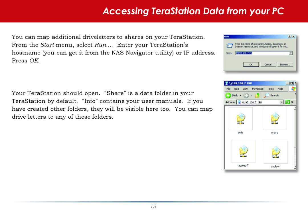 Buffalo Technology TS-HTGL/R5 user manual Accessing TeraStation Data from your PC 