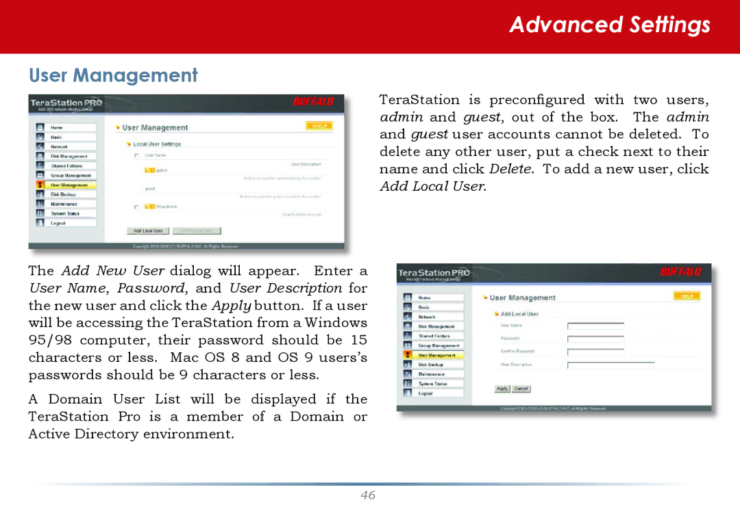 Buffalo Technology TS-HTGL/R5 user manual User Management 