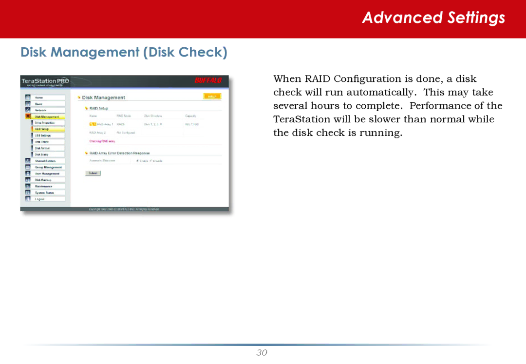 Buffalo Technology TS-RHTGL/R5 user manual Disk Management Disk Check 