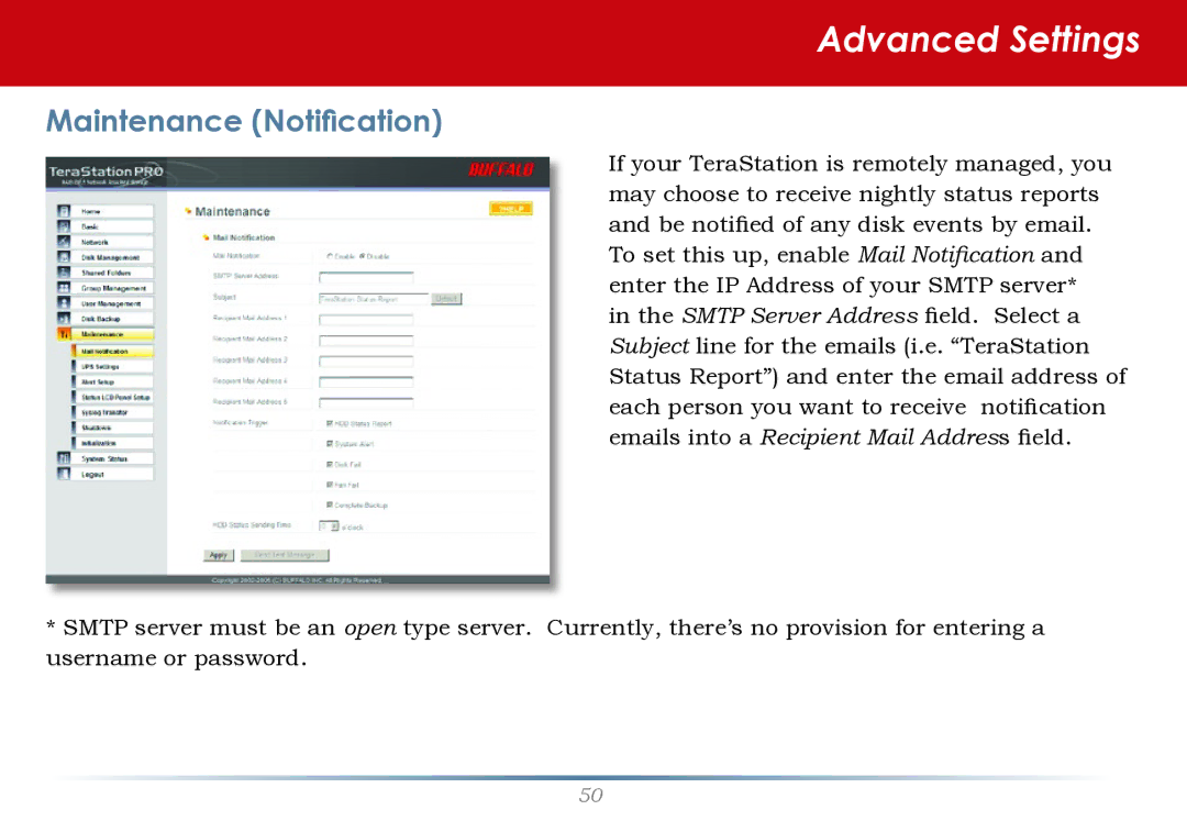 Buffalo Technology TS-RHTGL/R5 user manual Maintenance Notification 