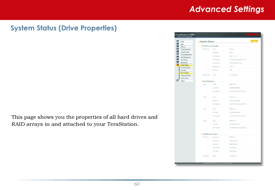 Buffalo Technology TS-RHTGL/R5 user manual System Status Drive Properties 