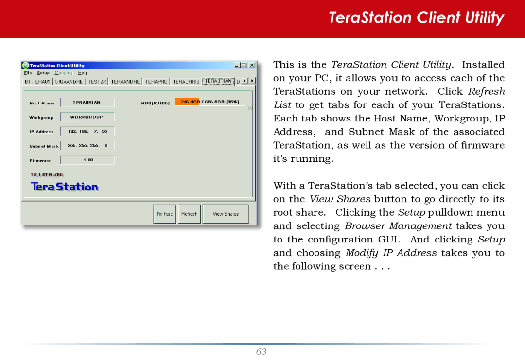 Buffalo Technology TS-RHTGL/R5 user manual TeraStation Client Utility 