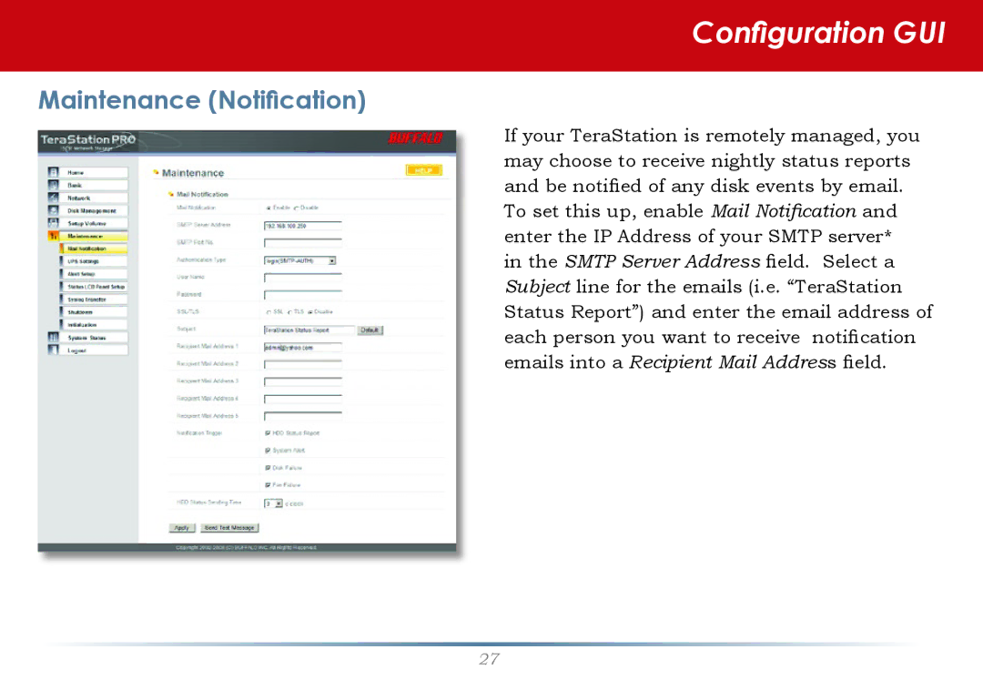 Buffalo Technology TS-RITGL/R5 user manual Maintenance Notification 